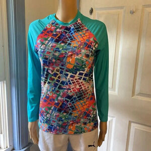 JASAMBAC Womens S Built In Bra Rash Guard Long Sleeve Surfing Athletic Top New